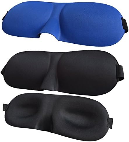 3D Sleep Mask Eye Mask Portable Soft Travel Sleep Rest Natural Silk Sleep Mask & Blindfold, Super-Smooth Eye Mask Pack of 3