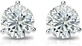 0.14 CT to 0.28 CT Solitaire 14k Beautiful Clear White Gold Diamond Sparkling Stud Earrings Perfect Size (KLMN,I3/I4) Martini Setting