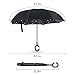 Ylovetoys Grey Star Inverted Umbrella Double Layer Folding UV Proof and Wind-Proof Inverted Umbrella with 'C' Shaped Hand for Car Outdoor, Black Star