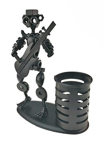 Creative Fashion Black Iron Musician Pen Container Holder For Home Office Desk Decoration Perfect Friend Child Toy Gift A05521-1(Electric Guitar) - Thumbnail 2