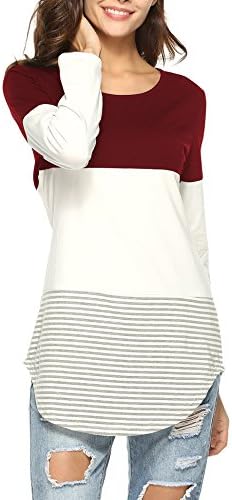 Roaays M Women Color Block Long Sleeve Cotton Tunics