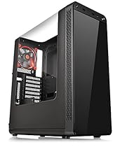 Thermaltake View 27 Black ATX Window Gaming Mid Tower Computer Case with Red LED Riing Fan CA-1G7-00M1WN-02