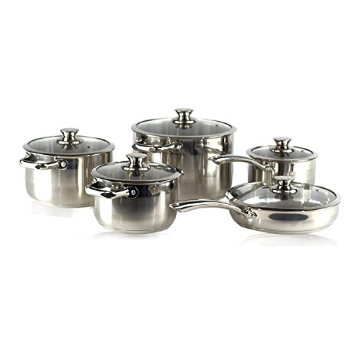 Click Here to See More Images Gourmet Chef 10 Piece Stainless Steel Cookware Set.