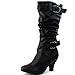 Top Moda Women's Auto-2 Round Toe Dress Boot, Black PU, 8