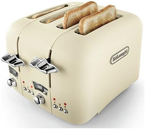 De'Longhi Argento Flora KBX3016 Kettle (3kW) and CTO4 4-Slice Toaster (1800W) (Beige), Off-white - Image 4