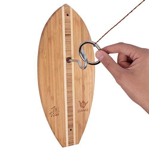 Tiki Toss Hook and Ring Toss Game (Surf Hawaiian Edition) - Indoor or Outdoor Family Fun Backyard Games for Kids and Adults