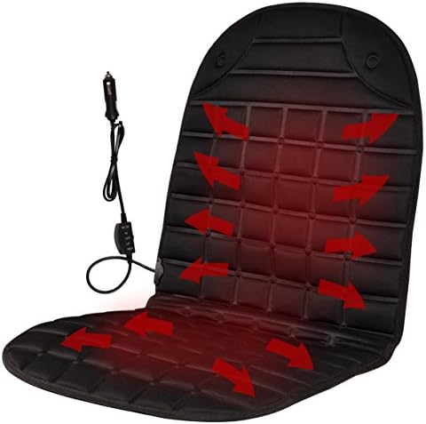 Heated Car Seat Cushion Adjustable Temperature Heating Pad Pain Reliever 12V Winter Universal Fit for Auto Driver Travel Warmer Black