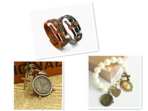 Kinteshun Clocks and Watches Dial Face Movement Charm Alloy Multistyle Steampunk Pendant Connector for DIY Jewelry Making Accessaries(100 Gram,Antique Bronze)