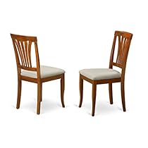 East West Furniture AVC-SBR-C Chair Set for Dining Room with Microfiber Upholstered Seat, Saddle Brown Finish, Set of 2