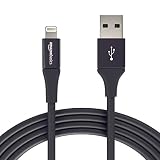 AmazonBasics USB A Cable with Lightning Connector, Premium Collection, MFi Certified iPhone Charger, 10 Foot, Black