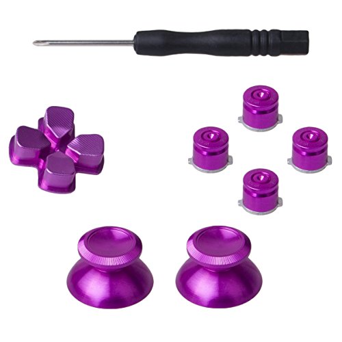 YoRHa 8 in 1 Metal Aluminum Thumbsticks Analog Sticks Joysticks & Bullet Buttons & D-pad eplacement Repair Kits(dark pink) for PS4/Slim/Pro Dualshock 4 Controller With Screwdriver - Thumbnail 2
