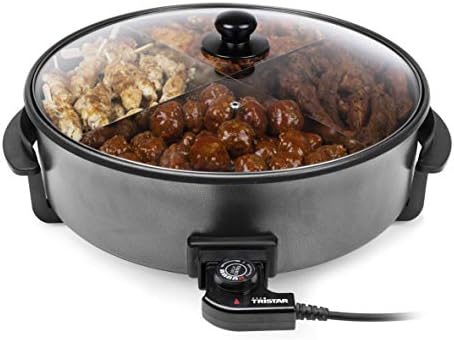 Tristar PZ-9145 Sauteuse électrique multifonction XXL, 40cm de diamètre, Thermostat réglable, 7.5 liters, Noir
