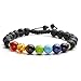 Top Plaza 7 Chakra Stone Yoga Bracelet Reiki Healing Crystal Natural Gemstone Braided Rope Bracelets for Women (Lava Stone)