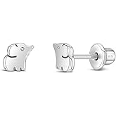 925 Sterling Silver Girls Small Elephant Prosperity Good Luck Screw Back Earring - Good Luck Charm Earrings Children - Lightweight and Safe For Sensitive Ears