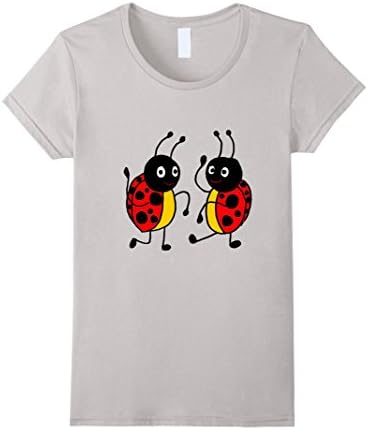 Womens Smiletodaytees Funny Dancing Ladybugs Cartoon T-shirt Large Silver