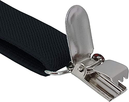 Navisima Adjustable Elastic Y Back Style Suspenders for Men and Women With Strong Metal Clips, Black