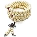 INBLUE Women,Men's 8mm Wood Bracelet Link Wrist Necklace Chain Tibetan Buddhist White Sandalwood Bead Prayer Buddha Mala Chinese Knot Elastic