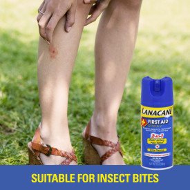 Lanacane First Aid Spray- 2-in-1 Pain Relief and Antiseptic Spray for Fast-Acting Relief from Insect Bites, Cuts, Scrapes, and Burns, Cools and Soothes Instantly, with Benzocaine, 3.5 oz (Pack of 1)