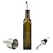 XYUN Olive Oil Bottle,17 OZ Dark Brown Kitchen Oil Bottle Against Sunlight with 2 Oil Dispensing Pour Spouts for Easy Pouring,1 Stainless Steel Aided Funnel for Refilling,Leakage-free Oil Dispenser