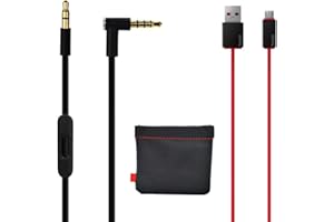 VELANTY Original Replacement AUX Audio Cable Cord for Beats by Dre Headphones Solo/Studio/Pro/Wireless/Mixr with MIC Black+Replacement Charger Cable for Beats by Dr Dre and Pill