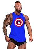 Gillbro Mens GYM Muscle Workout T-Shirt Bodybuilding Tank Top Captain Pattern