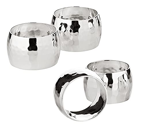 EDZARD Napkin Rings Flux Set of 4 (Ø 4 cm), Hammered Brass, Plated