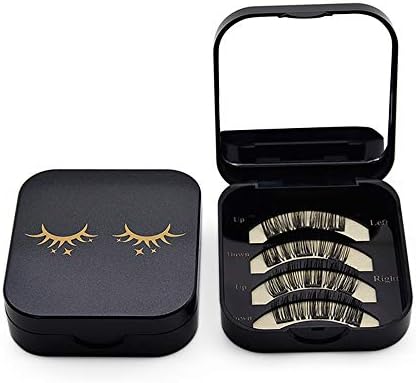1PC False Eyelash Storage Box - Lash Care Cosmetic Mirror Case - Acrylic Cute Magnetic Makeup Organizer Composite Materials Container Holder Tool - Protects False Lashes From Getting Damaged (Black)