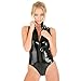 YiZYiF Sexy Women's Zipper PVC Leather Wetlook Catsuit Bodysuit Clubwear