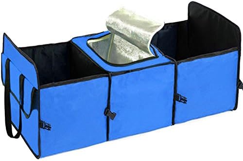 CarClean Multipurpose Car SUV Trunk Organizer Car Storage Box - Best Heavy Duty Construction - Great For Car,SUV,Truck,Jeep,Minivan,Home - Durable Collapsible Cargo Storage (Blue)