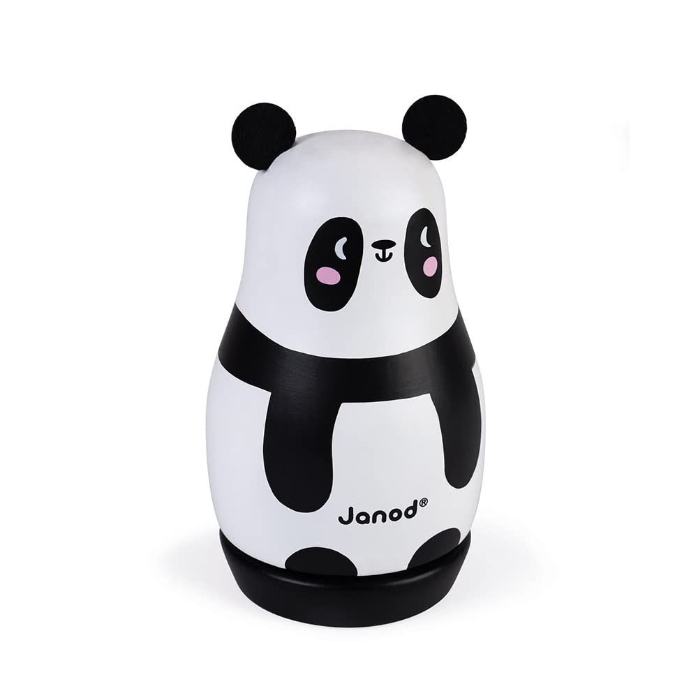 Janod - Panda Wooden Music Box - Children's Room Decoration - Suitable for children from the age of 1 - J04673