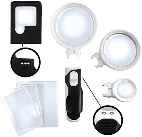 Crown Optix 	Magnifying Glass with Light with Pocket Magnifying Glass and 3 x Fresnel Lens for Wallet