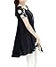 Anself Women Chiffon Embroidery Blouse Short Sleeve Loose Casual Tops Dress, XL,Black
