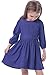 Bonny Billy Girls Long Sleeve Solid Pleated A-Line Children Dress with Bow 5-6 Years Blue