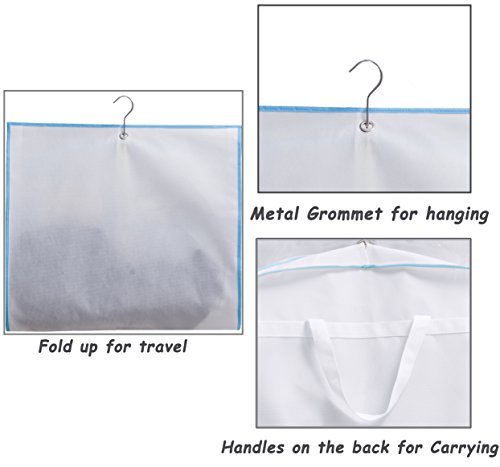 Kimbora 40" Travel Dance/Dress Costume Garment Bag with Clear Square ID Window Pocket and Accessories & Shoes Zipper Pocket (White) - Thumbnail 5