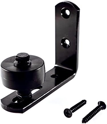 Black Bottom Guide Stay Roller Adjustable for Sliding Barn Door Hardware, Wall Mounted, Country Style