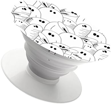 Cell Phone Holder Expanding Stand and Grip Pop Mount Sockets for smartphone and tablet iphone ipad (white)-black and white ghost