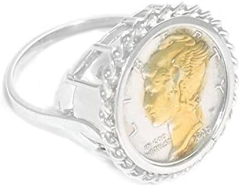 Sterling Silver Mercury Dime Coin Ring With Two Tone Dime Coin (12)