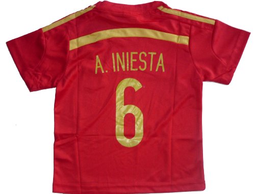 2014 SPAIN HOME A. INIESTA 6 FOOTBALL SOCCER KIDS JERSEY