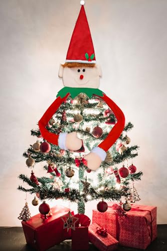 Photo 1 of Threetols Christmas Tree Topper Elf, Large Christmas Tree Topper Elf Head Hugger Xmas Christmas Tree Decorations Party Home Decor Elf Topper Ornament Decoration for Christmas Tree
