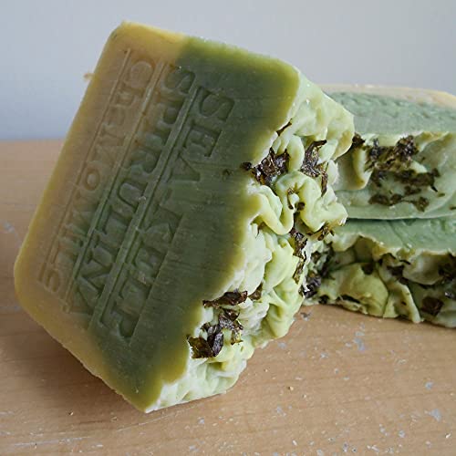 Natural Handcrafted Soap Company Handmade 7 oz. Bar Soap Fresh Organic Sea Kelp Moss with Chamomile Herb Organic Cocoa Butter Handmade !