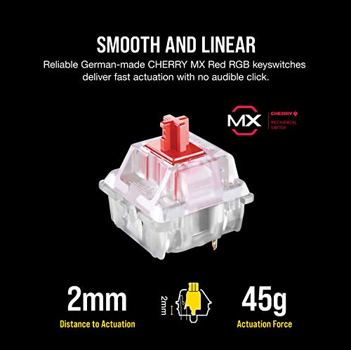 Corsair K65 LUX RGB Compact Mechanical Keyboard - USB Passthrough & Media Controls - Linear & Quiet - Cherry MX Red - RGB LED Backlit