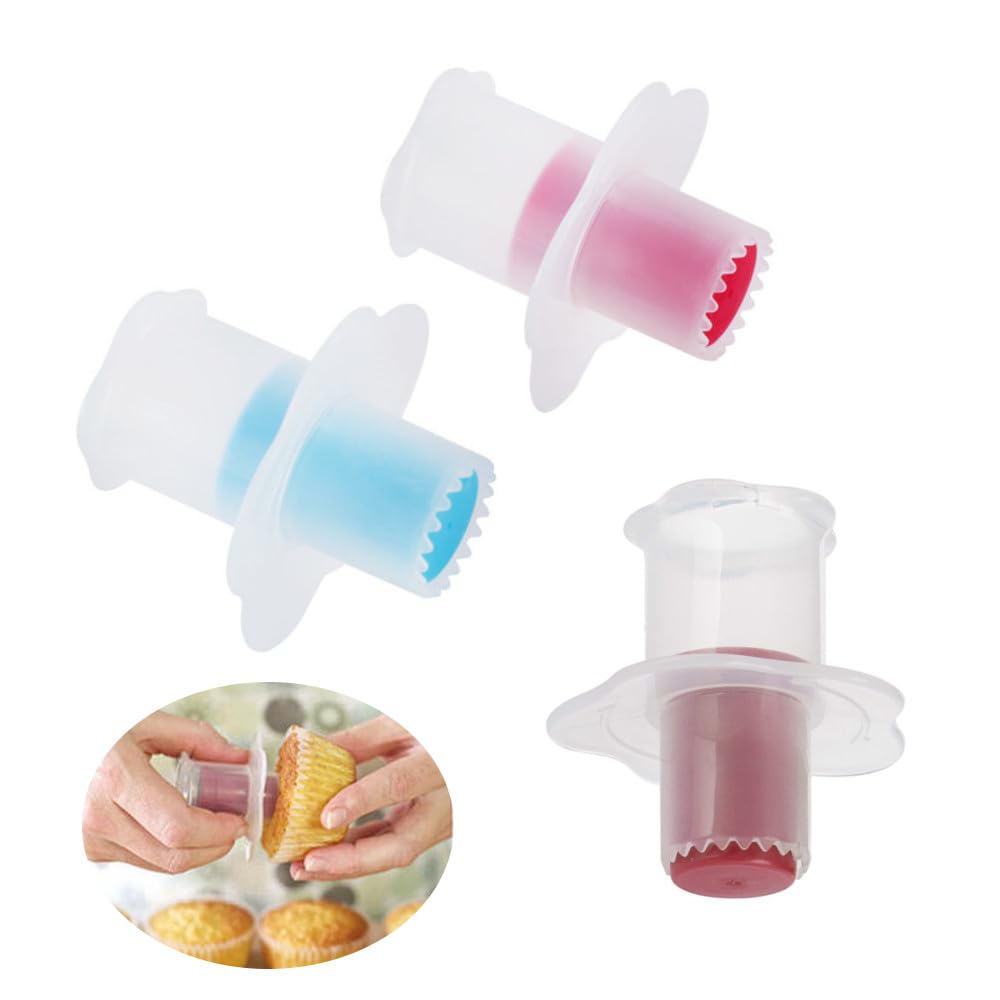 AHEOVSD 3 Pcs Cupcake Corer Plunger Cutter Mini Pastry Corer Tools Plastic Cupcake Hole Punch for Baking (Random Color)