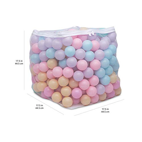 AMAZON BASICS BPA-FREE BALL PIT BALLS WITH STORAGE BAG, CRUSH-PROOF PLASTIC FOR TODDLERS KIDS 12+ MONTHS PLAY, 6 PASTEL COLORS, PACK OF 400