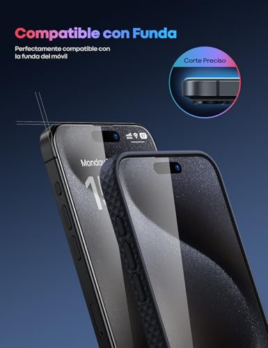 Lamicall Mica para iPhone 16 Pro Max - [Top 9H Película de Vidrio Templado], Marco de Instalación Fácil, 0 Burbujas, AntiHuellas, Protector de Pantalla para iPhone 16 Pro Max (6.9") - 2 Piezas