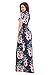 Lovezesent Women's Floral Print Round Neck Cap Sleeve Maxi Casual Dress XX-Large Blue1
