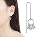 925 Sterling Silver Tassel Drop Earrings Long CZ Droplet Dangle Threader Earrings for Women