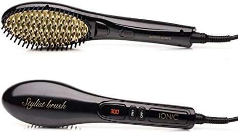 Straightening Brush Fast Natural Straight Hair Styling professional Ionic Anti Scald straightener Massage Straightening Irons, Detangling Hair Brush SAFE AND EASY (BLACK&amp;GOLD)