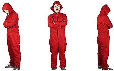 Unisex Dali Mask Red Costume for La Casa De Papel Coverall Jumpsuits