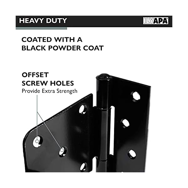 Ilyapa Heavy Duty Shed Door Hinges, 6 Pack Black Square Hinges for