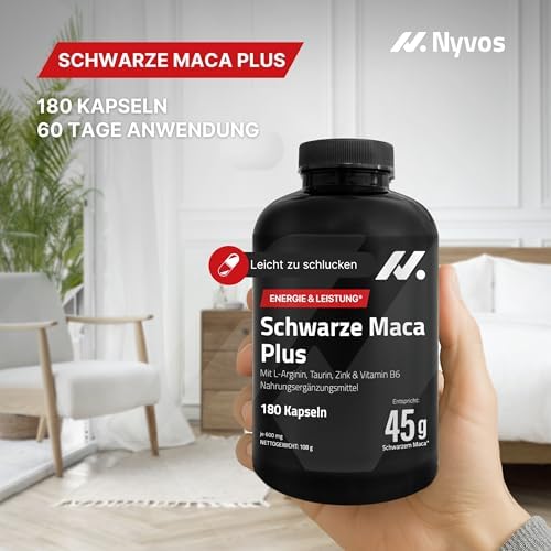 Black Maca Schwarz Kapseln Hochdosiert 45.000 mg Äq. mit L-Arginin, 180 St.